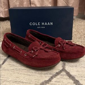 Suede driving shoes with shearling inside